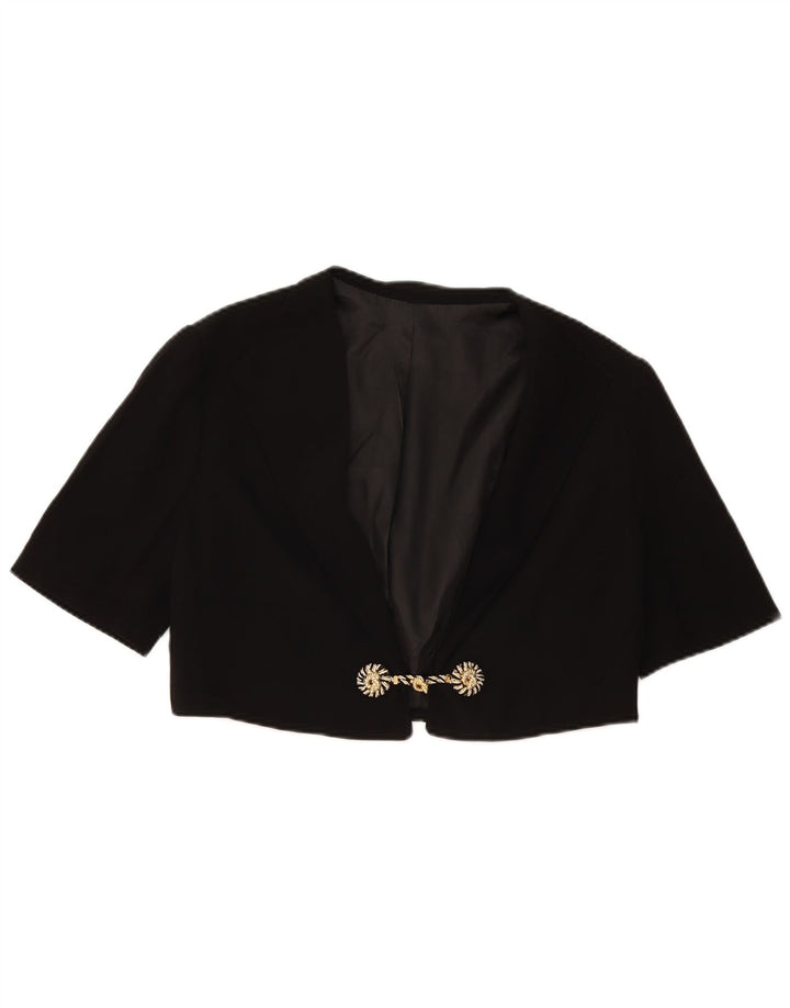 Vintage mujer manga corta Bolero chaqueta Reino Unido 14 medio negro