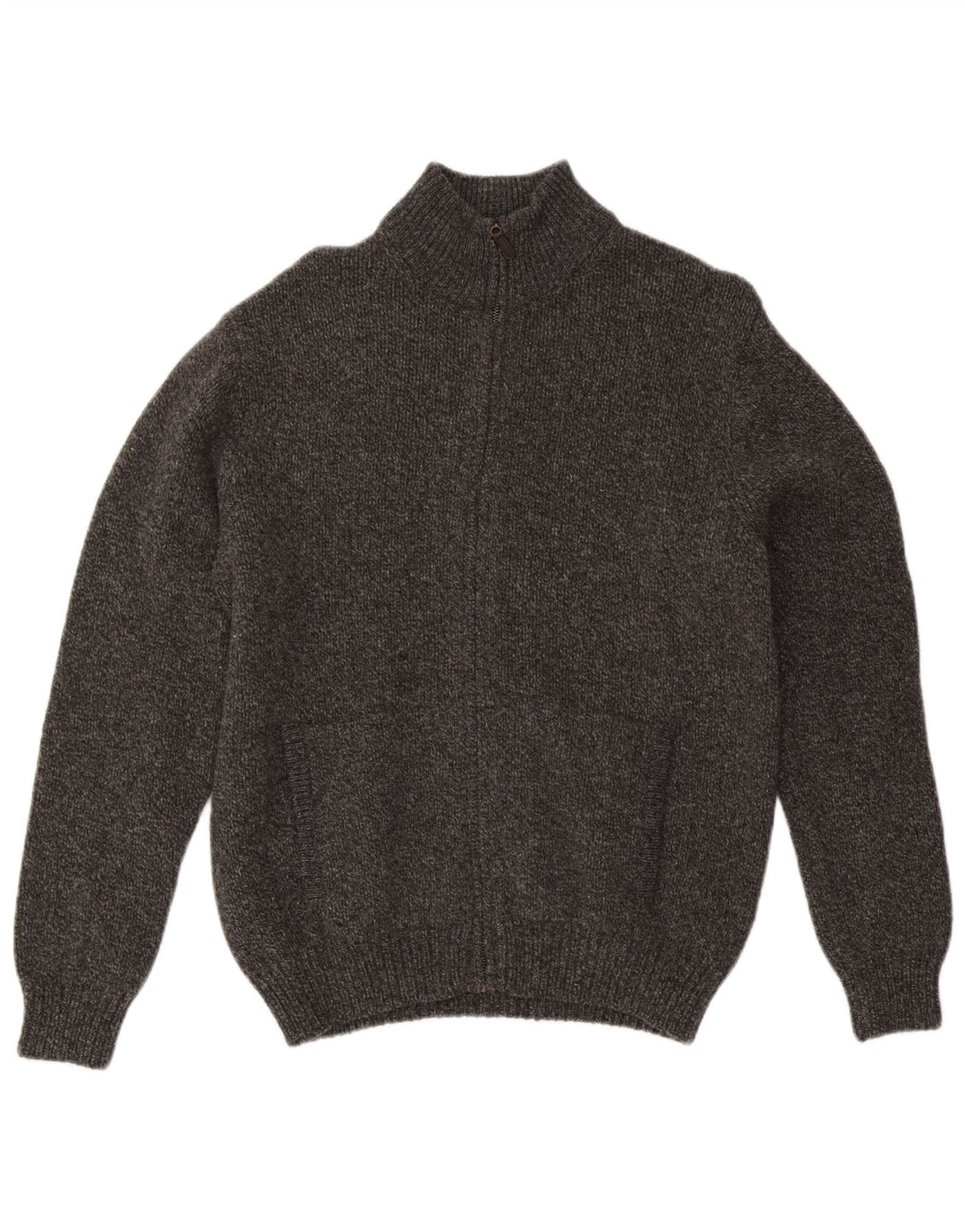 L.L.Bean Suéter tipo cárdigan para hombre de lana de cordero moteada en gris medio