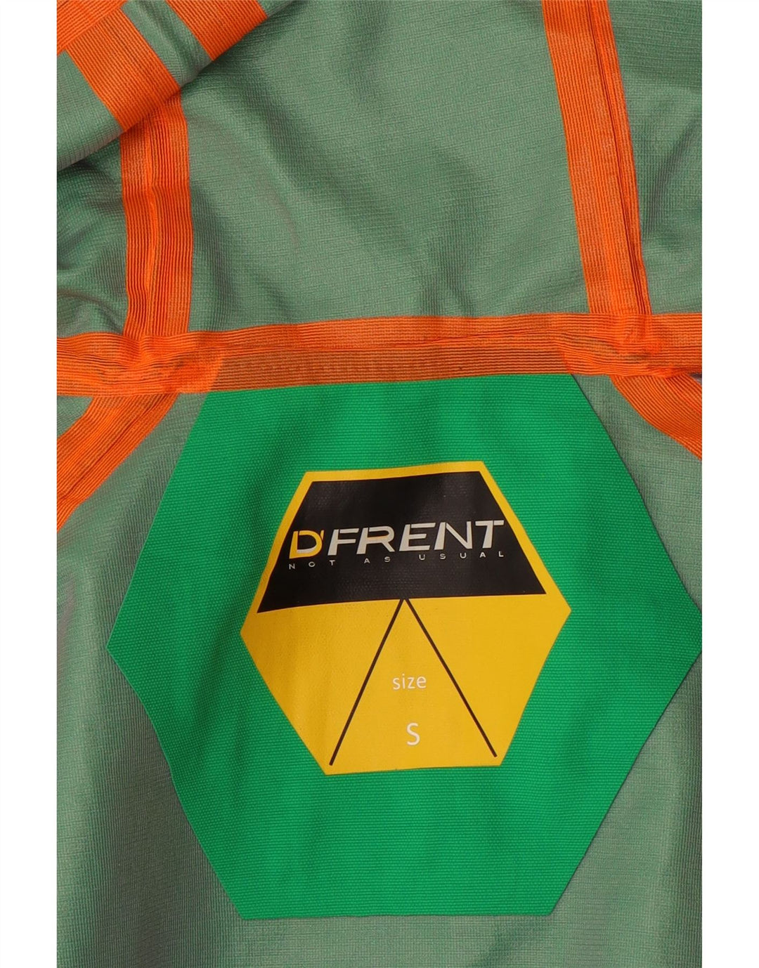 D'Frent Chaqueta impermeable con capucha y gráfico para mujer UK 36 Small Green Colourblock