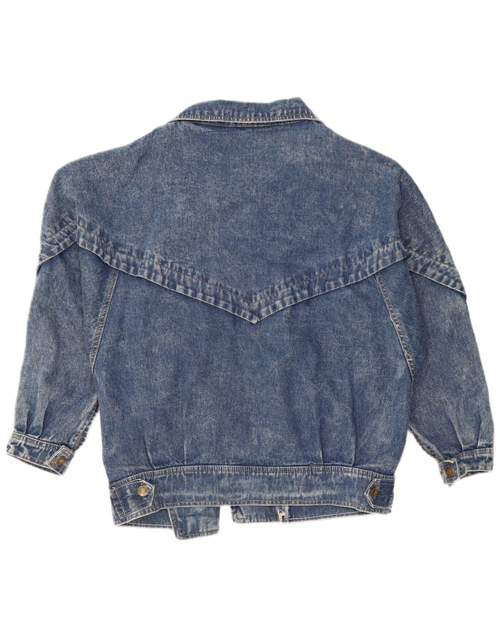 VINTAGE Chaqueta vaquera de gran tamaño para mujer Reino Unido 10 Algodón azul pequeño