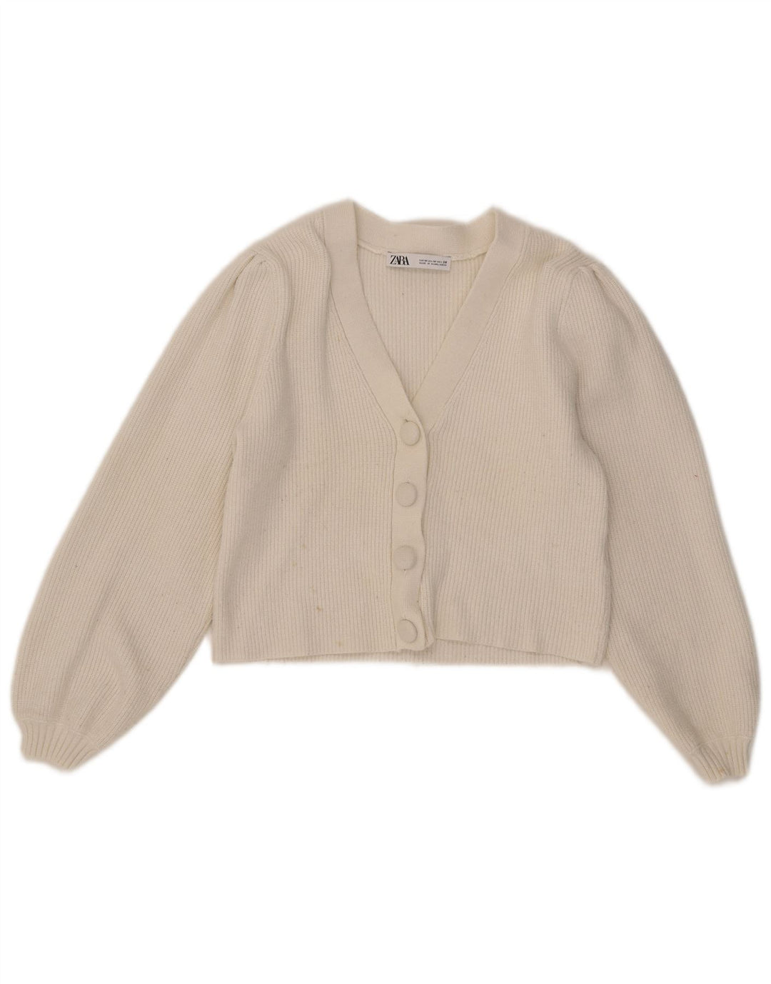Zara - Cárdigan corto para mujer, talla 40, viscosa blanca mediana