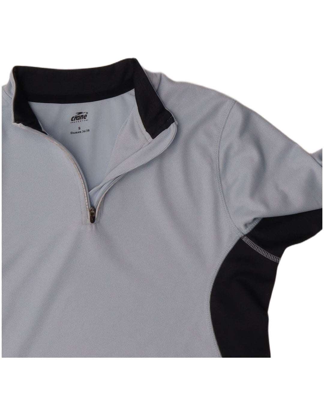 Crane - Top con cuello y cremallera para mujer, manga larga, talla 40, color azul pequeño