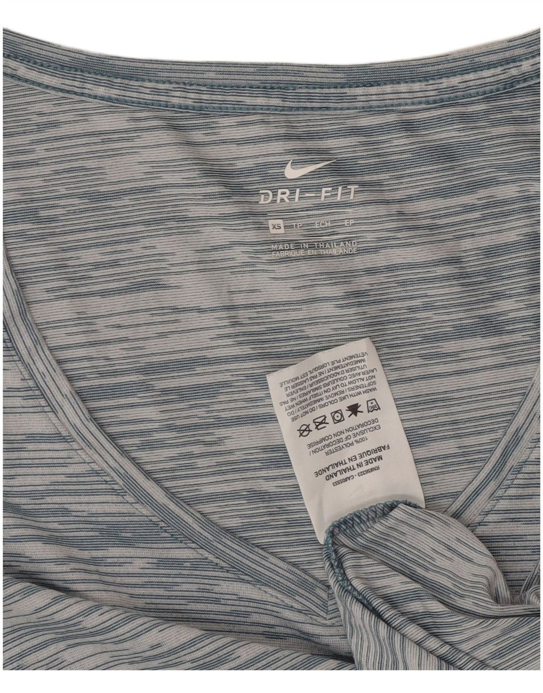 Nike Dri Fit Camiseta holgada para mujer UK 6 XS Poliéster a rayas azules