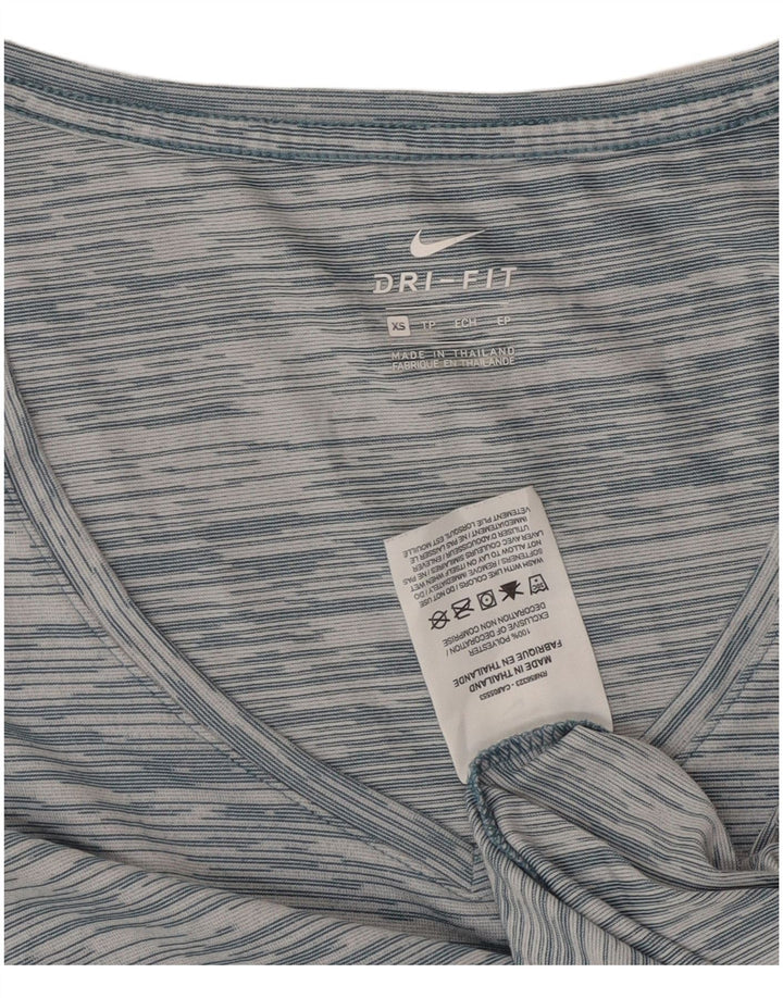 Nike Dri Fit Camiseta holgada para mujer UK 6 XS Poliéster a rayas azules