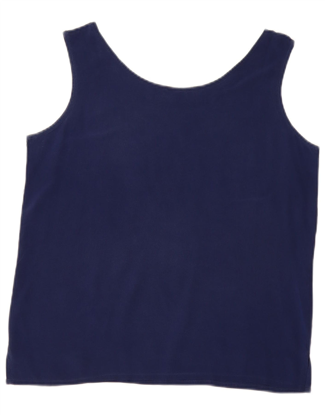 Vintage mujer blusa sin mangas Top Reino Unido 14 azul marino medio