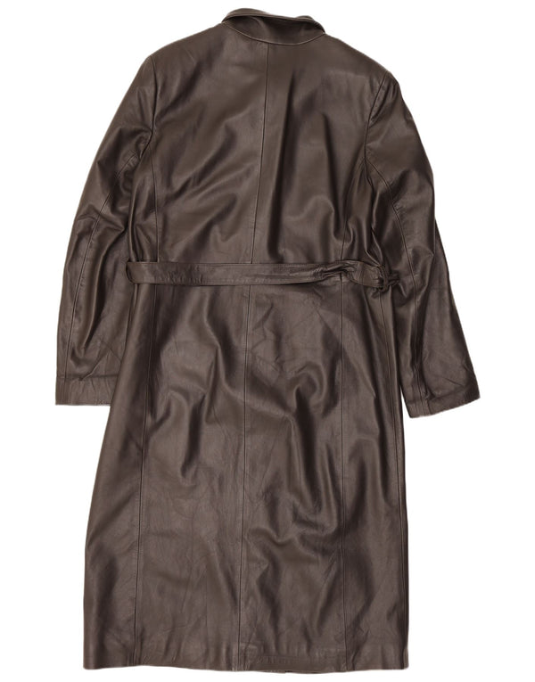 Abrigo de cuero vintage para mujer IT 46 Marrón grande