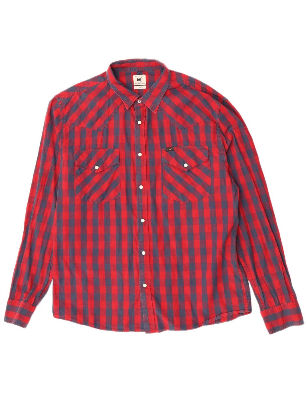 Lee Camisa Slim Fit para Hombre 2XL Algodón A Cuadros Rojos