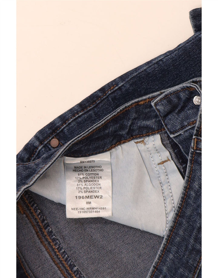 LEE Mujeres Riders Mid Rise Denim Shorts US 8 Mediano W28 Algodón Azul