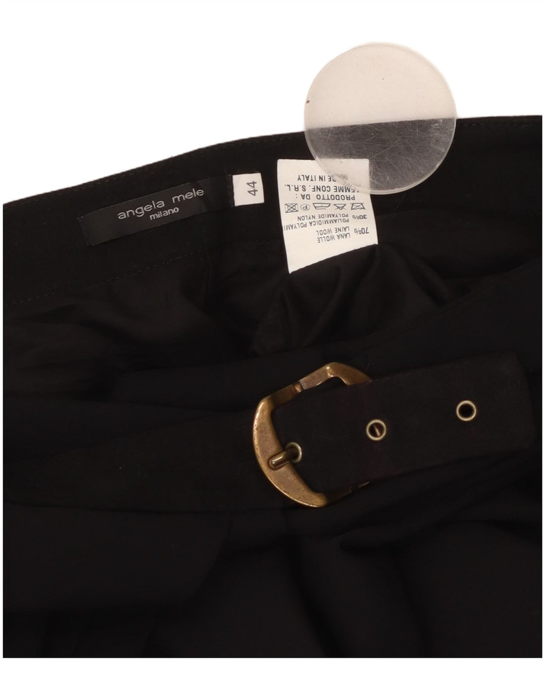 ANGELA MELE Falda cruzada para mujer IT 44 Mediana W30 Lana negra