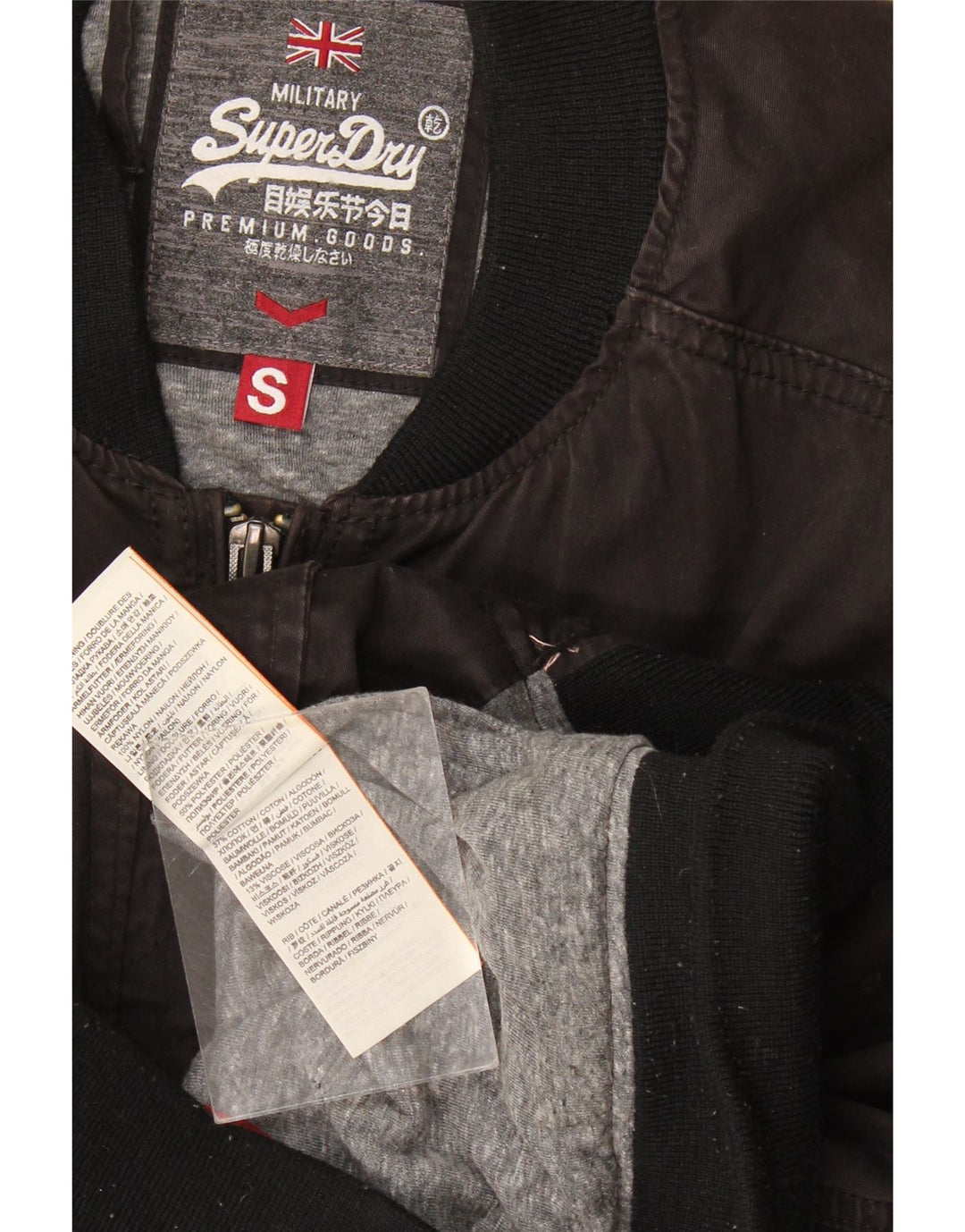 Superdry Chaqueta Bomber para Hombre UK 36 Small Algodón Negro