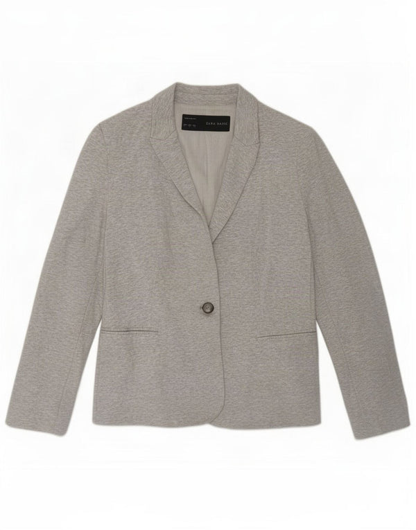 Zara Chaqueta Blazer De 1 Botón Para Mujer UK 44 Grande Viscosa Gris