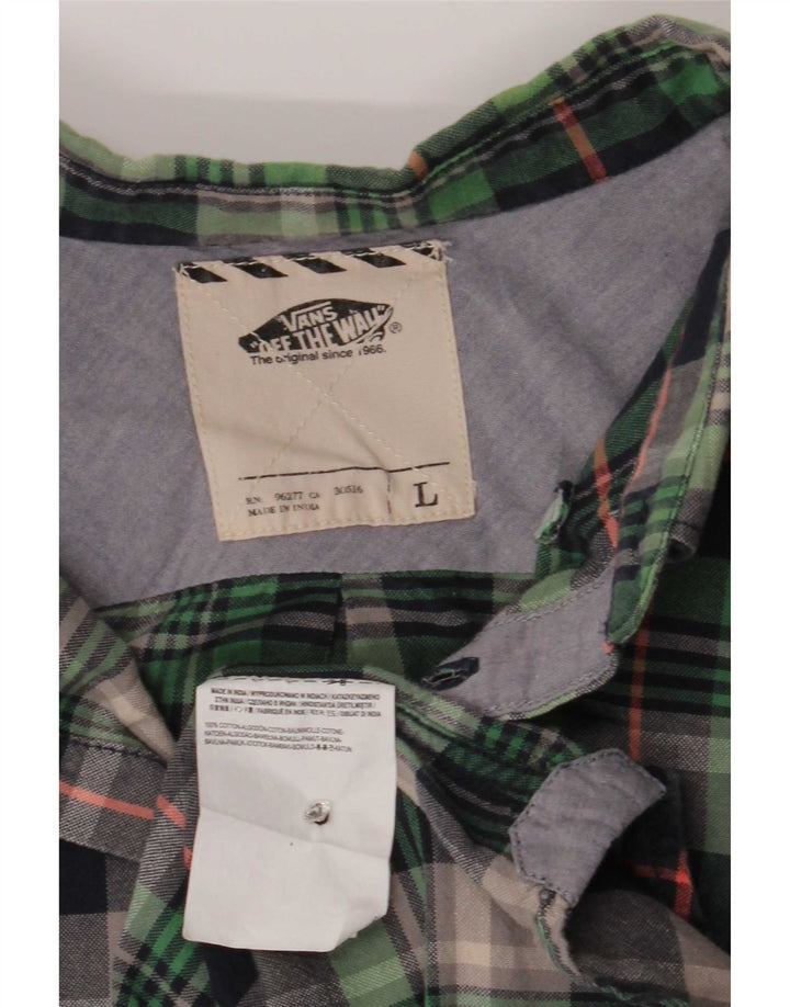 Camisa Vans Hombre Grande A Cuadros Verdes De Algodón