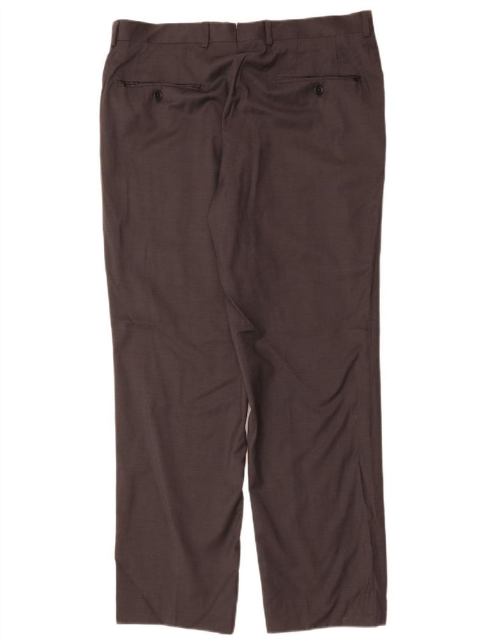 MASSIMO DUTTI Pantalón de traje recto para hombre EU 42 Large W32 L32 Lana negra