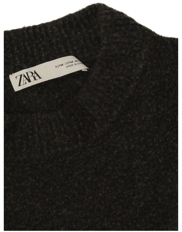 Zara - Jersey de cuello redondo para mujer, talla 40, color gris medio