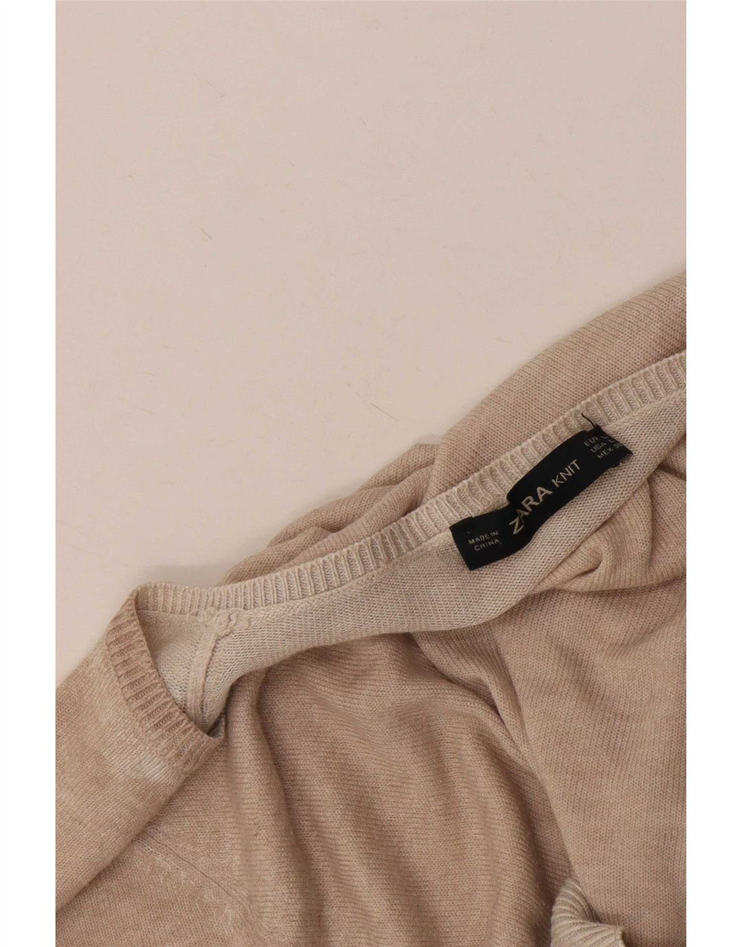 Zara Mujer Blusa Top Reino Unido 46 Grande Beige Moteado