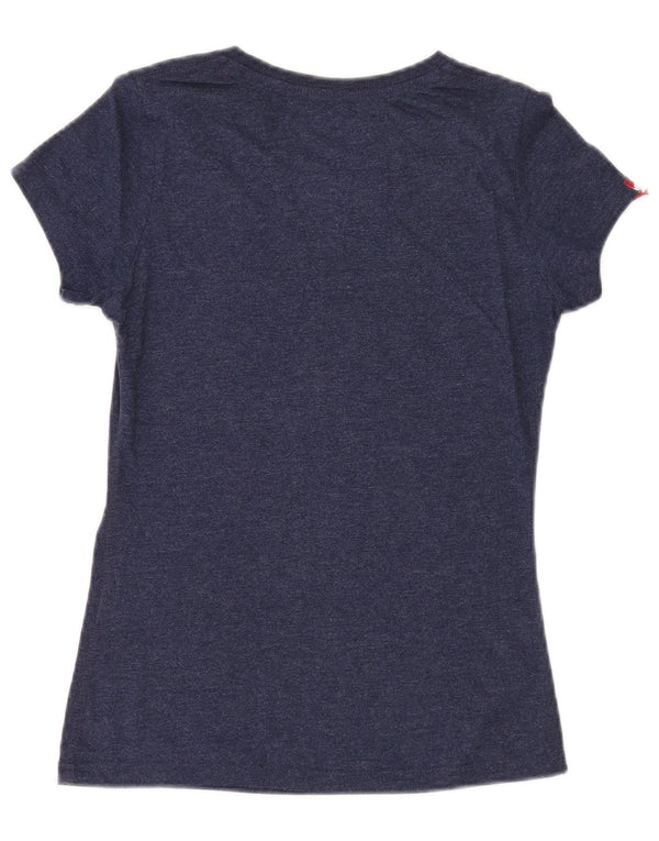 SUPERDRY Camiseta gráfica para mujer Top UK 10 Small Azul marino Algodón