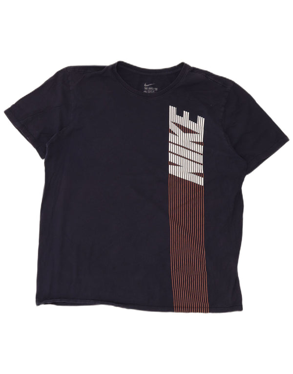 NIKE Camiseta gráfica para hombre Top XL Azul marino Algodón