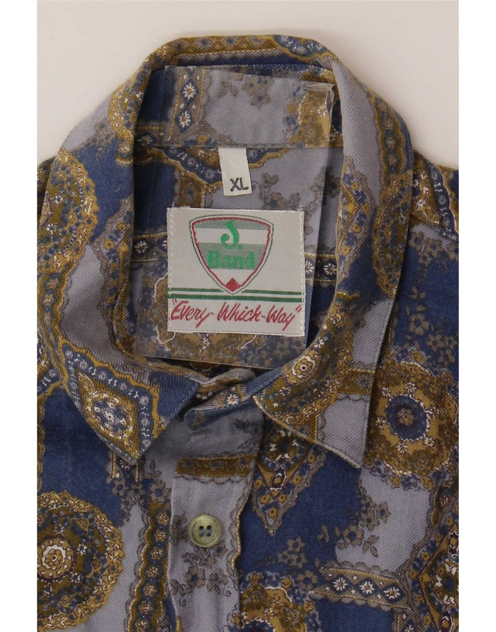 Camisa Vintage Niño 12-13 Años XL Azul Geométrico