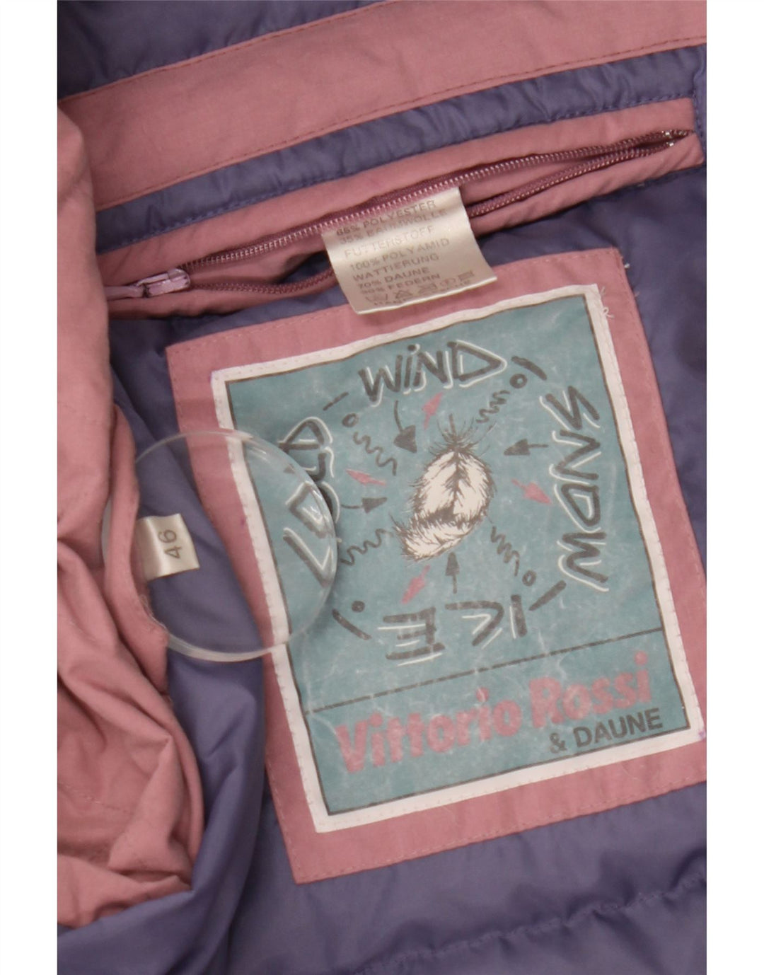 VINTAGE Chaqueta acolchada de gran tamaño para mujer EU 46 XL Poliéster rosa