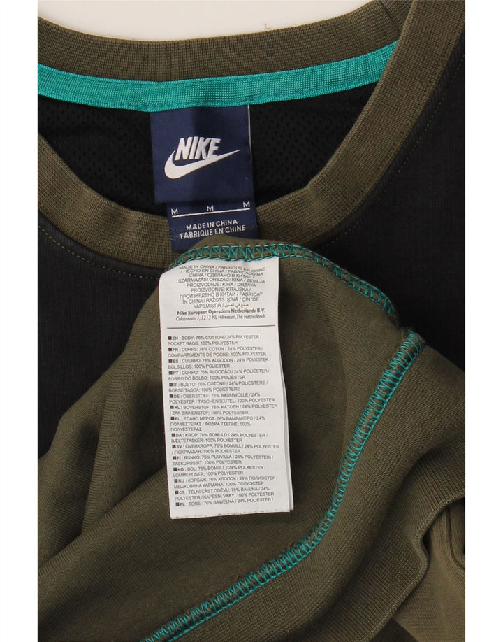 NIKE Womens Sweatshirt Jumper UK 14 Medium Khaki Colourblock Cotton Vintage Nike and Second-Hand Nike from Messina Hembry 