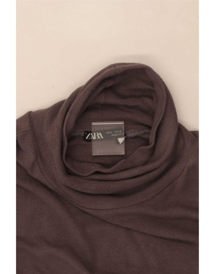 Zara Mujer Crop Top Manga Larga UK 44 Grande Gris