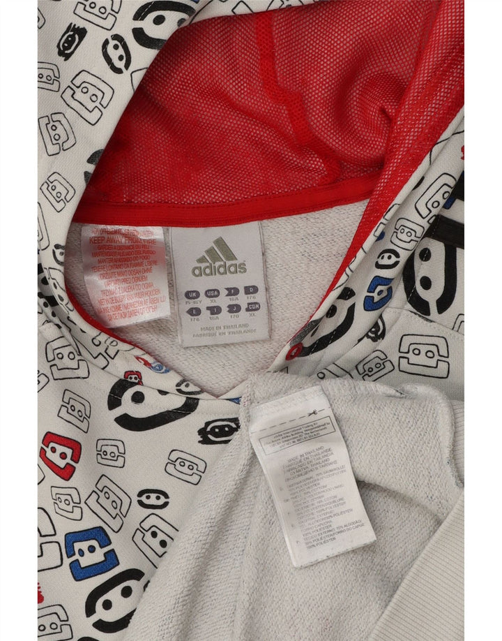 Adidas - Sudadera con capucha para niños, diseño abstracto, 15-16 años, color blanco geométrico