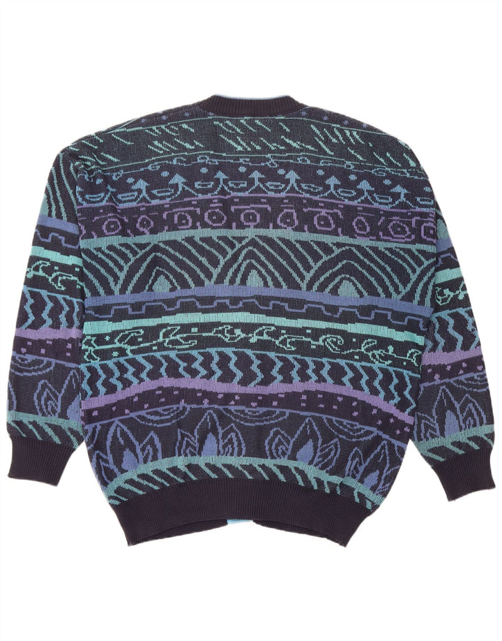 JAC Suéter tipo cárdigan para hombre IT 52 Algodón geométrico azul marino grande