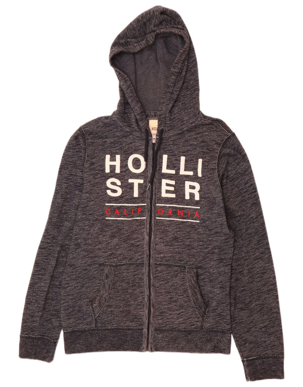 Hollister Hombre Graphic Zip Sudadera Con Capucha Suéter De Algodón Azul Marino Mediano