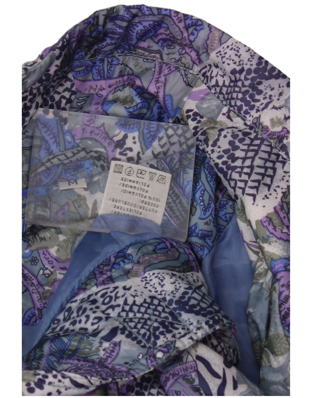 VINTAGE Mujer Patrón Abstracto Chaqueta Bomber Reino Unido 14 Medio Multicolor