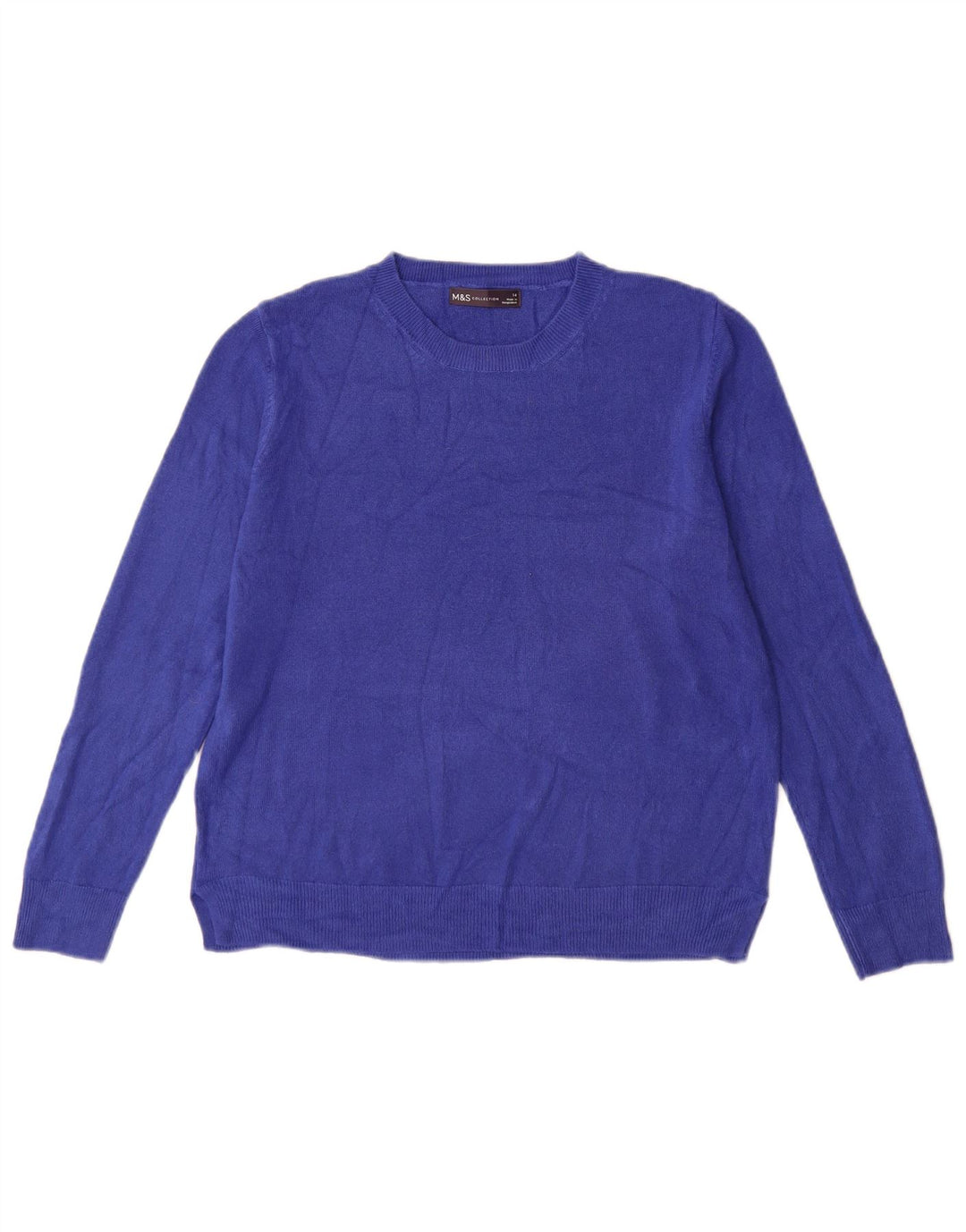 Marks & Spencer Jersey de Cuello Redondo para Mujer UK 44 Azul Medio