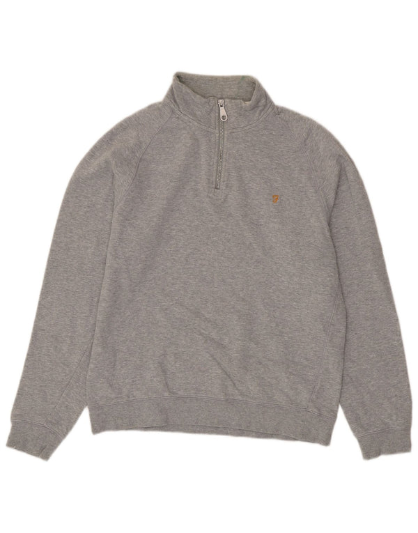Farah Mujer Zip Neck Sudadera Jumper UK 46 Large Gris Algodón