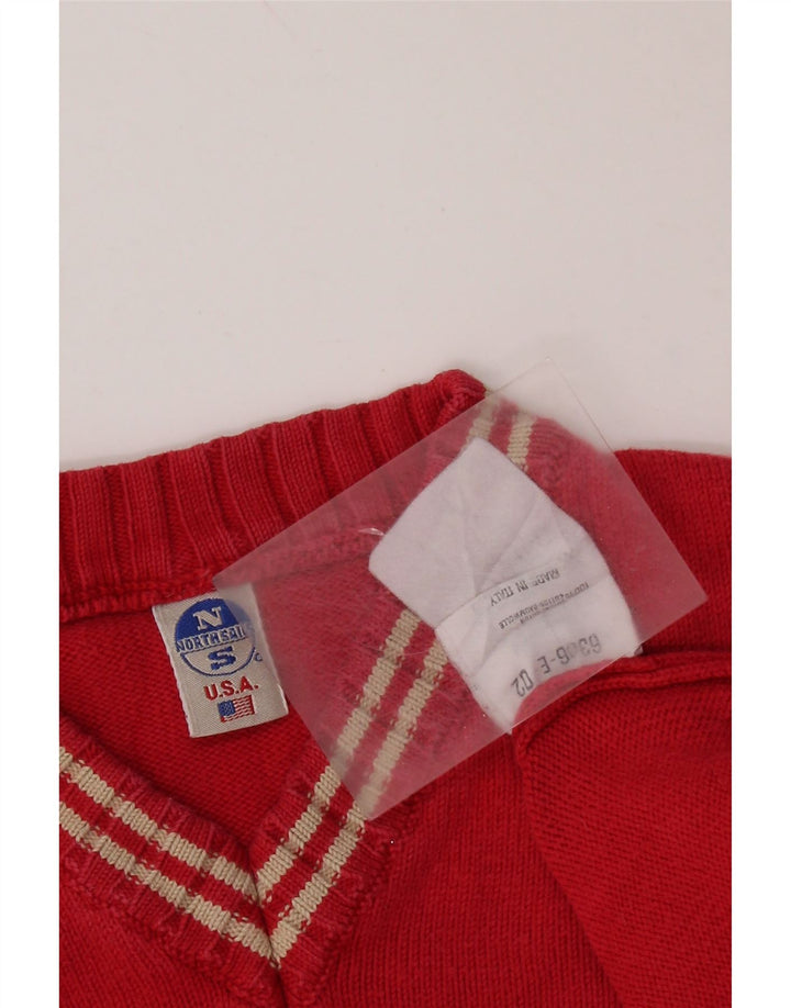 NORTH SAILS Jersey extragrande con cuello en V para mujer UK 10 Small Red Cotton