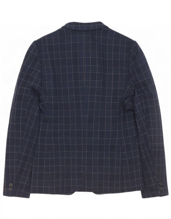 Zara Chaqueta tipo blazer de 2 botones para hombre EU 46 Small Azul marino Cuadros Poliéster