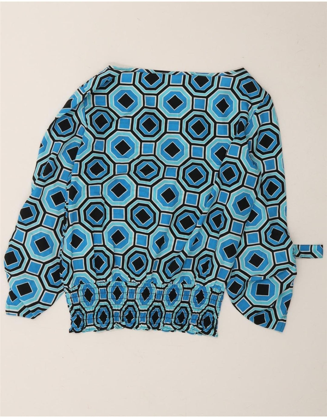 MICHAEL KORS Womens Oversized Blouse Top UK 10 Small Blue Geometric Vintage Michael Kors and Second-Hand Michael Kors from Messina Hembry 