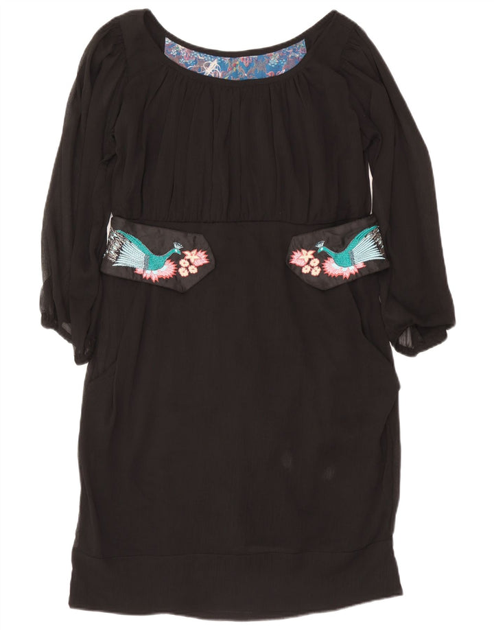 Vestido recto Desigual para mujer EU 42 Poliéster con estampado animal negro grande