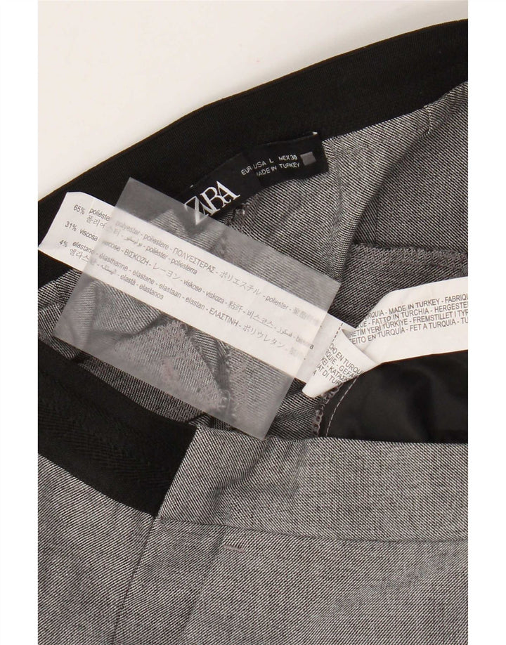 Zara Mujer Pantalón Chino Slim Large W30 L27 Poliéster Color Block Gris