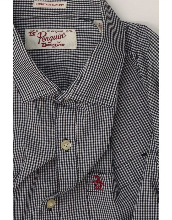 Camisa Penguin Heritage Slim Fit para hombre de algodón a cuadros en azul marino mediano