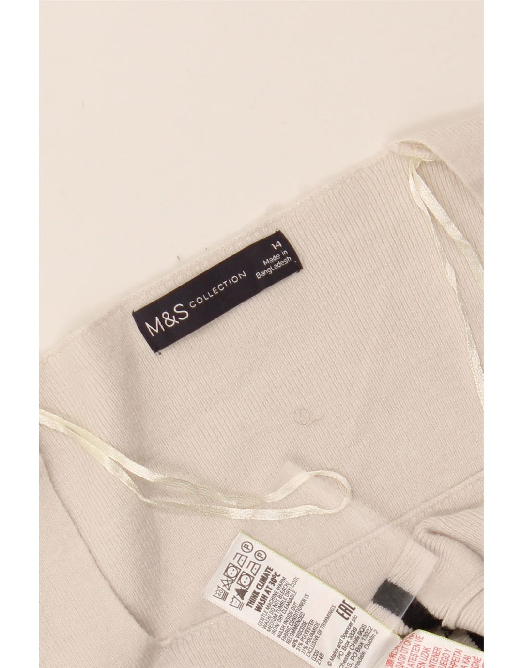 MARKS & SPENCER Womens Crop Boat Neck Jumper Sweater UK 14 Medium White Vintage Marks & Spencer and Second-Hand Marks & Spencer from Messina Hembry 
