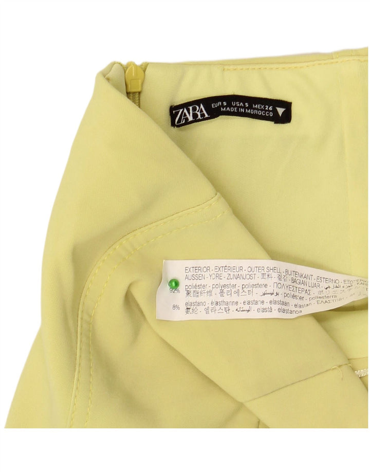 Zara Vestido Sin Tirantes Para Mujer UK 8 Small Poliéster Amarillo
