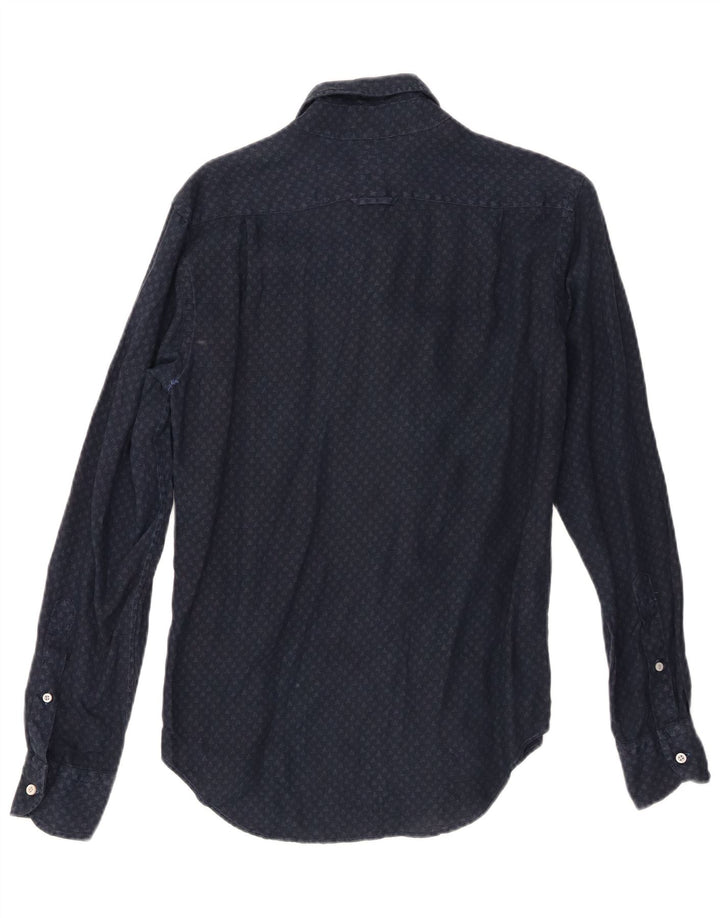 Boggi Hombre Milano Camisa Small Azul Marino Moteado Lino