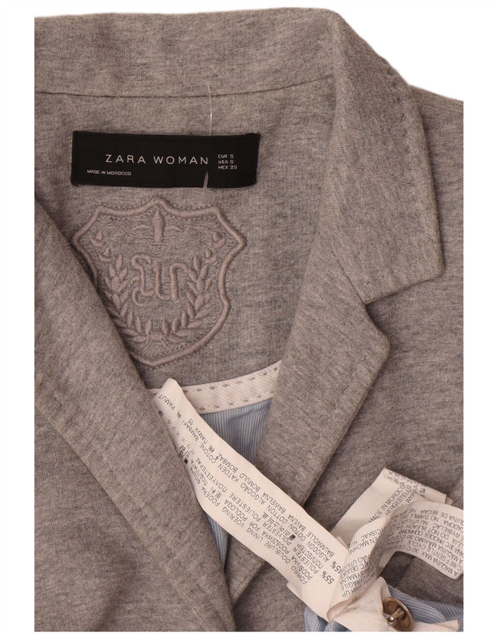 Zara Mujer Chaqueta Blazer De 2 Botones UK 10 Small Gris Poliéster