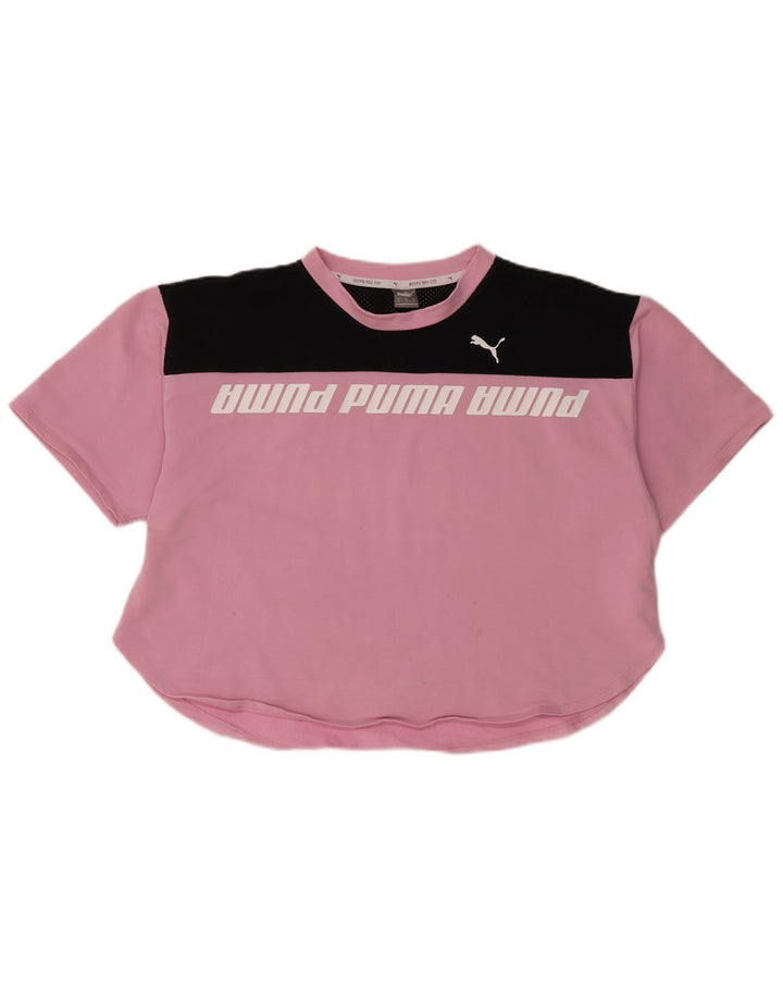PUMA Camiseta gráfica para mujer UK 18 XL Algodón con bloques de color rosa