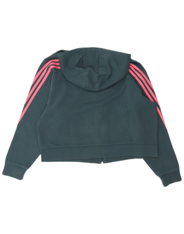 Adidas - Sudadera con capucha para mujer, ajuste relajado, con cremallera, talla S, color verde