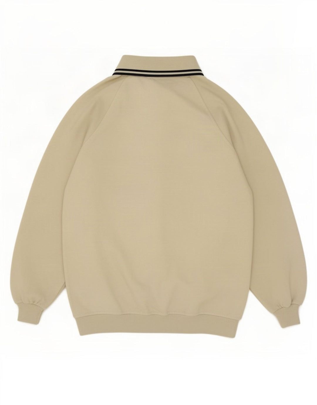 Vintage hombres polo cuello sudadera jumper medio beige algodón