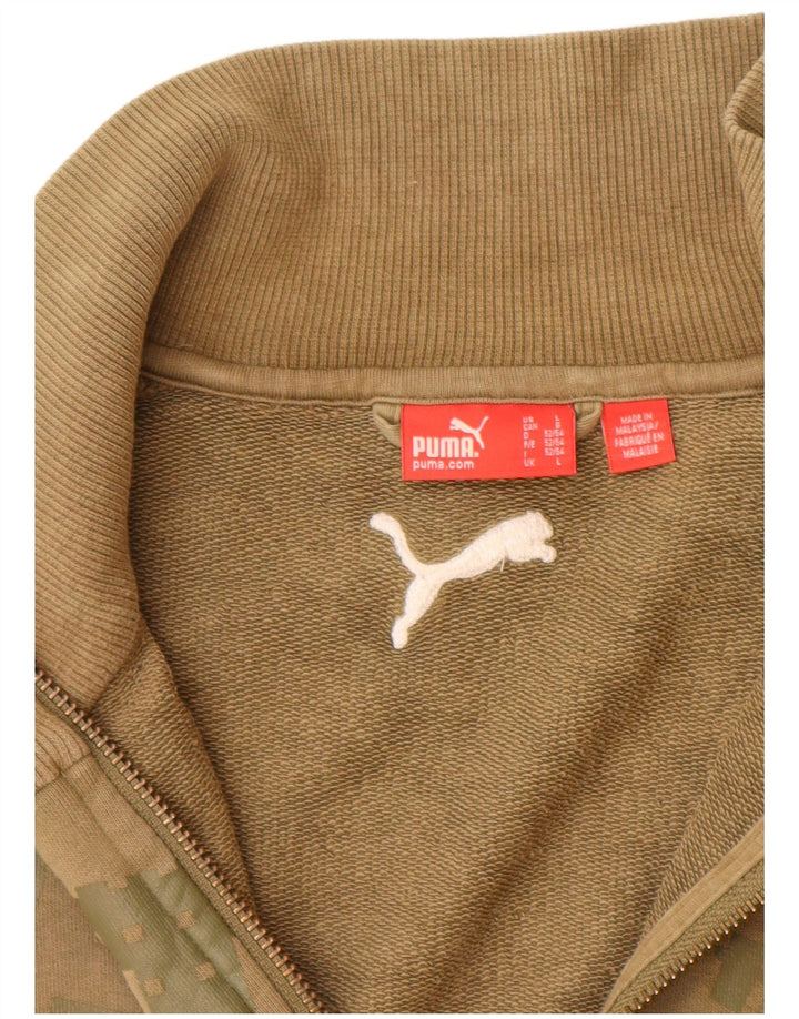 PUMA Mens Graphic Chándal Top Chaqueta Grande Caqui