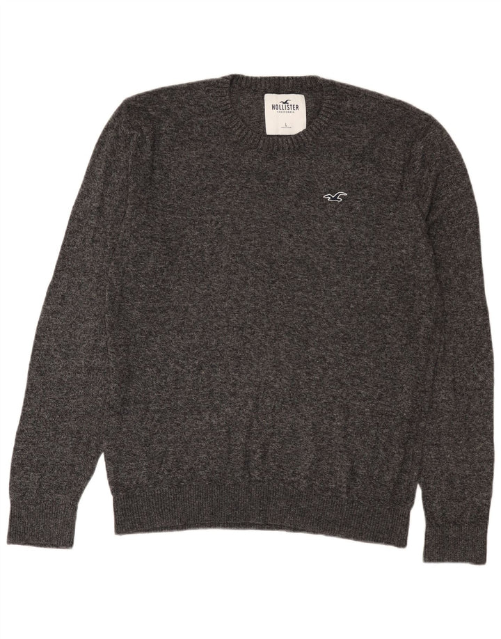 Hollister Hombre Cuello Redondo Jumper Suéter Grande Gris Moteado