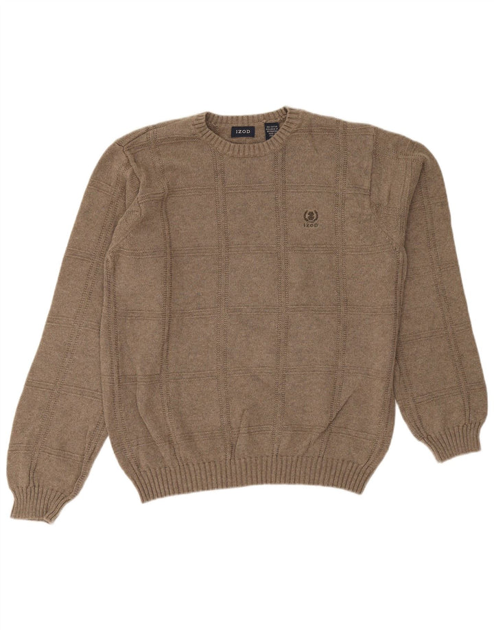 Izod Jersey de cuello redondo para hombre, talla grande, algodón beige