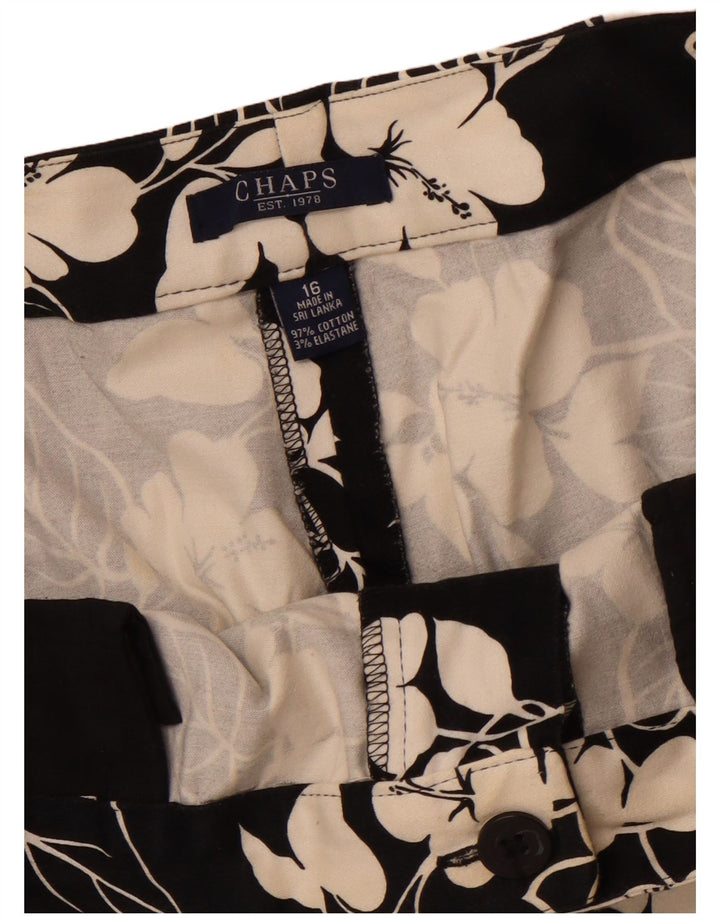 CHAPS Pantalones capri rectos para mujer US 16 2XL W38 L20 Algodón floral negro