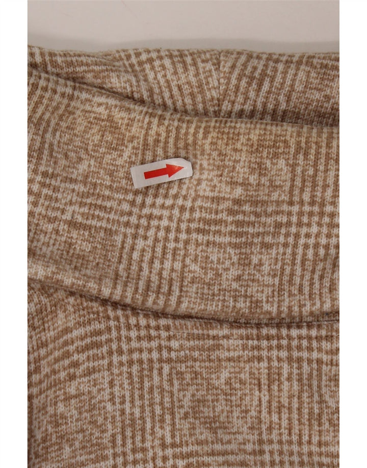 J. CREW Suéter tipo jersey con cuello vuelto para mujer Reino Unido 44 Poliéster a cuadros beige mediano