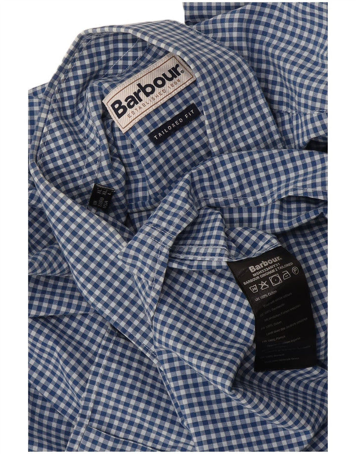 Barbour Camisa a medida para hombre XL Algodón a cuadros azul
